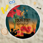 Custom Wallaroos Rugby ANZAC Beach Blanket Poppy Soldier With Aboriginal Dots Art