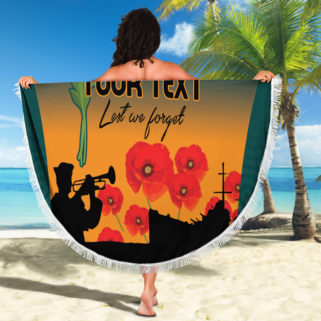 Custom Wallaroos Rugby ANZAC Beach Blanket Poppy Soldier With Aboriginal Dots Art