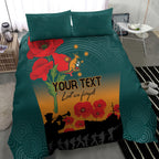 Custom Wallaroos Rugby ANZAC Bedding Set Poppy Soldier With Aboriginal Dots Art