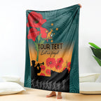 Custom Wallaroos Rugby ANZAC Blanket Poppy Soldier With Aboriginal Dots Art