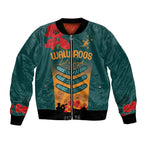 Custom Wallaroos Rugby ANZAC Bomber Jacket Poppy Soldier With Aboriginal Dots Art