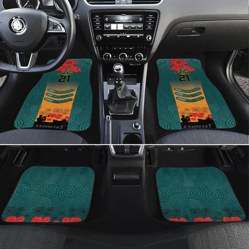 Custom Wallaroos Rugby ANZAC Car Mats Poppy Soldier With Aboriginal Dots Art