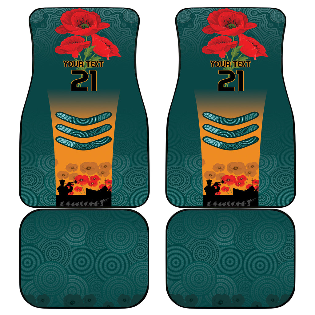 Custom Wallaroos Rugby ANZAC Car Mats Poppy Soldier With Aboriginal Dots Art