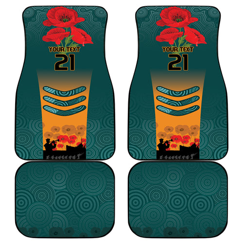 Custom Wallaroos Rugby ANZAC Car Mats Poppy Soldier With Aboriginal Dots Art