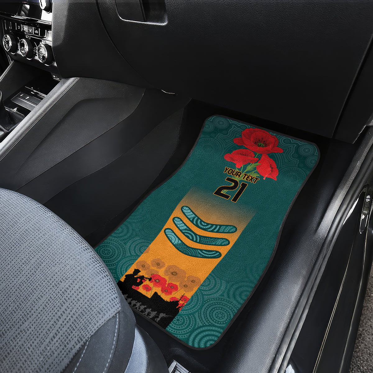 Custom Wallaroos Rugby ANZAC Car Mats Poppy Soldier With Aboriginal Dots Art