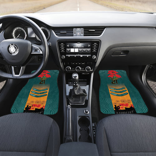 Custom Wallaroos Rugby ANZAC Car Mats Poppy Soldier With Aboriginal Dots Art