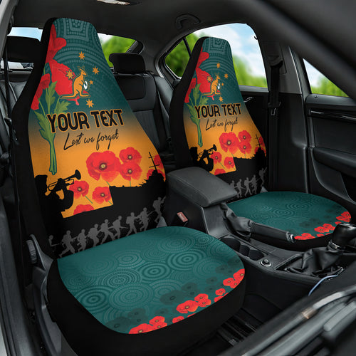 Custom Wallaroos Rugby ANZAC Car Seat Cover Poppy Soldier With Aboriginal Dots Art