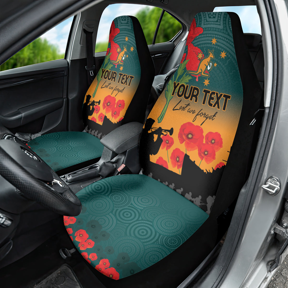 Custom Wallaroos Rugby ANZAC Car Seat Cover Poppy Soldier With Aboriginal Dots Art
