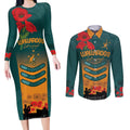 Custom Wallaroos Rugby ANZAC Couples Matching Long Sleeve Bodycon Dress and Long Sleeve Button Shirt Poppy Soldier With Aboriginal Dots Art
