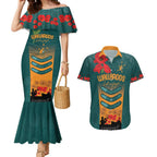 Custom Wallaroos Rugby ANZAC Couples Matching Mermaid Dress and Hawaiian Shirt Poppy Soldier With Aboriginal Dots Art