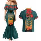 Custom Wallaroos Rugby ANZAC Couples Matching Mermaid Dress and Hawaiian Shirt Poppy Soldier With Aboriginal Dots Art
