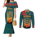 Custom Wallaroos Rugby ANZAC Couples Matching Mermaid Dress and Long Sleeve Button Shirt Poppy Soldier With Aboriginal Dots Art