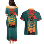 Custom Wallaroos Rugby ANZAC Couples Matching Puletasi and Hawaiian Shirt Poppy Soldier With Aboriginal Dots Art