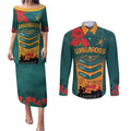 Custom Wallaroos Rugby ANZAC Couples Matching Puletasi and Long Sleeve Button Shirt Poppy Soldier With Aboriginal Dots Art