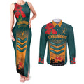 Custom Wallaroos Rugby ANZAC Couples Matching Tank Maxi Dress and Long Sleeve Button Shirt Poppy Soldier With Aboriginal Dots Art