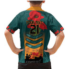 Custom Wallaroos Rugby ANZAC Family Matching Mermaid Dress and Hawaiian Shirt Poppy Soldier With Aboriginal Dots Art