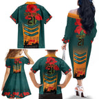 Custom Wallaroos Rugby ANZAC Family Matching Off The Shoulder Long Sleeve Dress and Hawaiian Shirt Poppy Soldier With Aboriginal Dots Art
