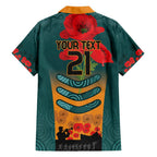 Custom Wallaroos Rugby ANZAC Family Matching Off Shoulder Short Dress and Hawaiian Shirt Poppy Soldier With Aboriginal Dots Art