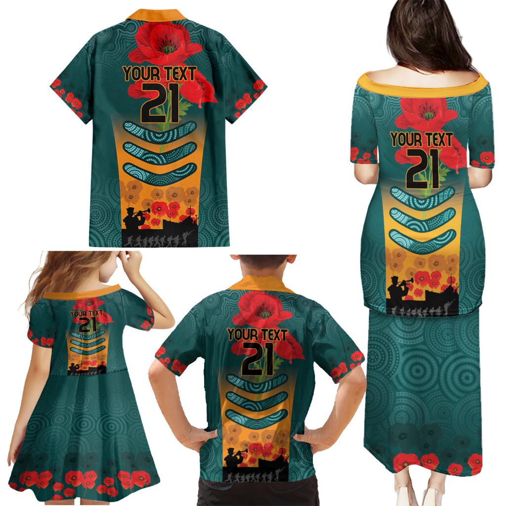 Custom Wallaroos Rugby ANZAC Family Matching Puletasi and Hawaiian Shirt Poppy Soldier With Aboriginal Dots Art