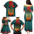 Custom Wallaroos Rugby ANZAC Family Matching Puletasi and Hawaiian Shirt Poppy Soldier With Aboriginal Dots Art
