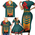 Custom Wallaroos Rugby ANZAC Family Matching Short Sleeve Bodycon Dress and Hawaiian Shirt Poppy Soldier With Aboriginal Dots Art