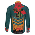 Custom Wallaroos Rugby ANZAC Family Matching Summer Maxi Dress and Hawaiian Shirt Poppy Soldier With Aboriginal Dots Art