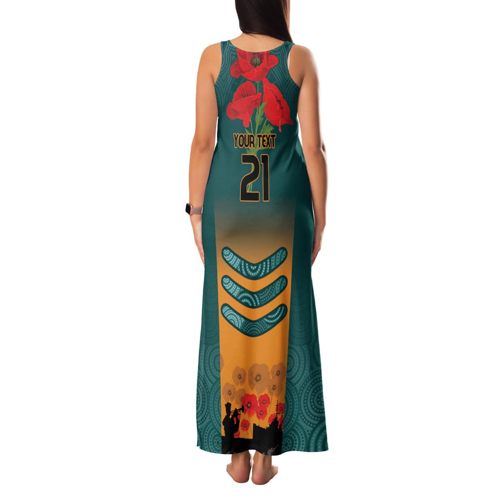 Custom Wallaroos Rugby ANZAC Family Matching Tank Maxi Dress and Hawaiian Shirt Poppy Soldier With Aboriginal Dots Art