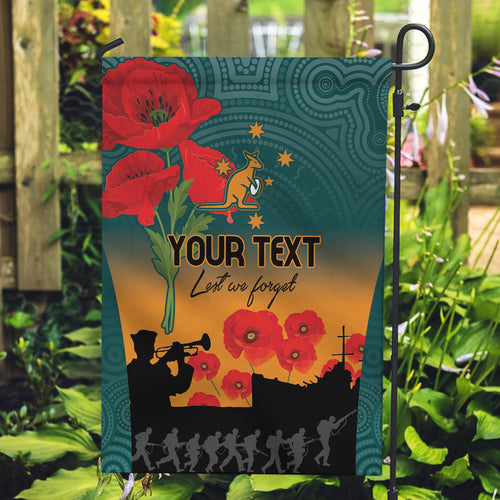 Custom Wallaroos Rugby ANZAC Garden Flag Poppy Soldier With Aboriginal Dots Art