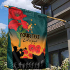 Custom Wallaroos Rugby ANZAC Garden Flag Poppy Soldier With Aboriginal Dots Art
