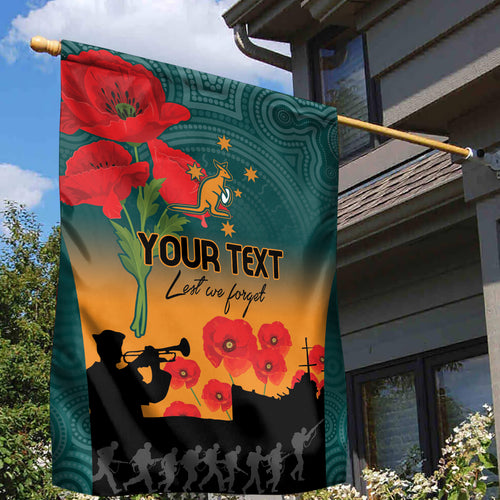 Custom Wallaroos Rugby ANZAC Garden Flag Poppy Soldier With Aboriginal Dots Art