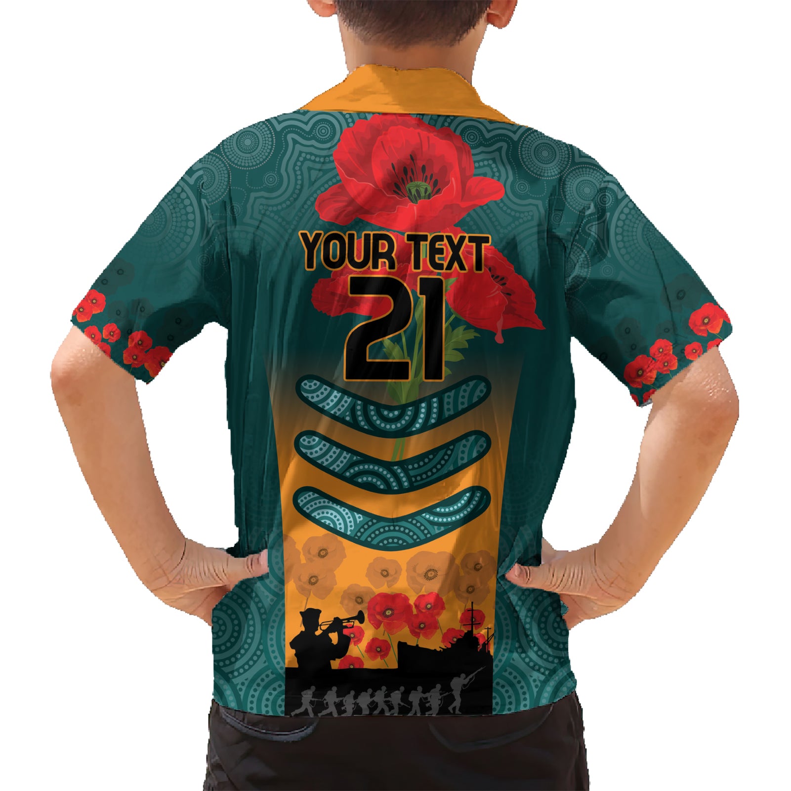 Custom Wallaroos Rugby ANZAC Hawaiian Shirt Poppy Soldier With Aboriginal Dots Art