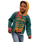 Custom Wallaroos Rugby ANZAC Kid Hoodie Poppy Soldier With Aboriginal Dots Art