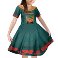 Custom Wallaroos Rugby ANZAC Kid Short Sleeve Dress Poppy Soldier With Aboriginal Dots Art