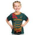 Custom Wallaroos Rugby ANZAC Kid T Shirt Poppy Soldier With Aboriginal Dots Art