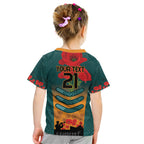 Custom Wallaroos Rugby ANZAC Kid T Shirt Poppy Soldier With Aboriginal Dots Art