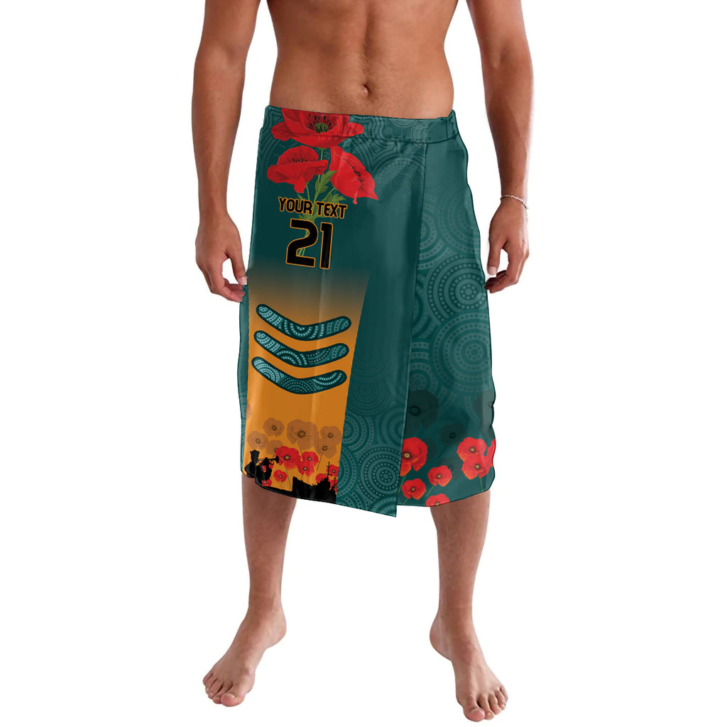 Custom Wallaroos Rugby ANZAC Lavalava Poppy Soldier With Aboriginal Dots Art