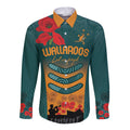 Custom Wallaroos Rugby ANZAC Long Sleeve Button Shirt Poppy Soldier With Aboriginal Dots Art