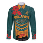 Custom Wallaroos Rugby ANZAC Long Sleeve Button Shirt Poppy Soldier With Aboriginal Dots Art