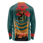 Custom Wallaroos Rugby ANZAC Long Sleeve Shirt Poppy Soldier With Aboriginal Dots Art