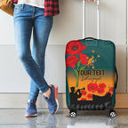 Custom Wallaroos Rugby ANZAC Luggage Cover Poppy Soldier With Aboriginal Dots Art
