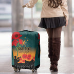 Custom Wallaroos Rugby ANZAC Luggage Cover Poppy Soldier With Aboriginal Dots Art