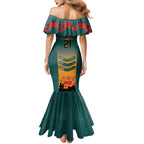 Custom Wallaroos Rugby ANZAC Mermaid Dress Poppy Soldier With Aboriginal Dots Art