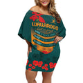 Custom Wallaroos Rugby ANZAC Off Shoulder Short Dress Poppy Soldier With Aboriginal Dots Art
