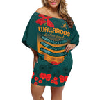 Custom Wallaroos Rugby ANZAC Off Shoulder Short Dress Poppy Soldier With Aboriginal Dots Art