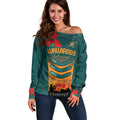 Custom Wallaroos Rugby ANZAC Off Shoulder Sweater Poppy Soldier With Aboriginal Dots Art