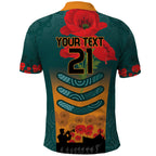 Custom Wallaroos Rugby ANZAC Polo Shirt Poppy Soldier With Aboriginal Dots Art