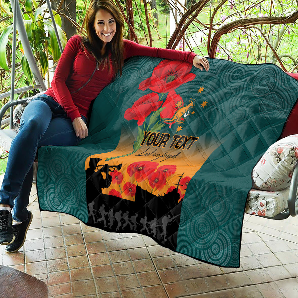 Custom Wallaroos Rugby ANZAC Quilt Poppy Soldier With Aboriginal Dots Art