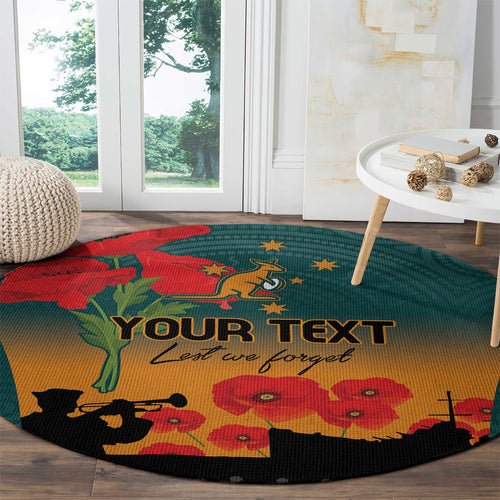 Custom Wallaroos Rugby ANZAC Round Carpet Poppy Soldier With Aboriginal Dots Art