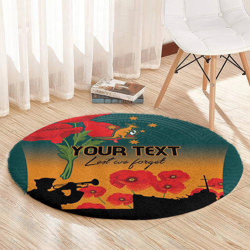 Custom Wallaroos Rugby ANZAC Round Carpet Poppy Soldier With Aboriginal Dots Art