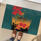 Custom Wallaroos Rugby ANZAC Rubber Doormat Poppy Soldier With Aboriginal Dots Art